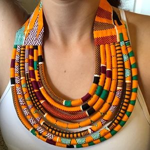 Handmade Traditional African Cloth Necklace